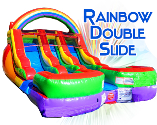 rainbow inflatable double slide