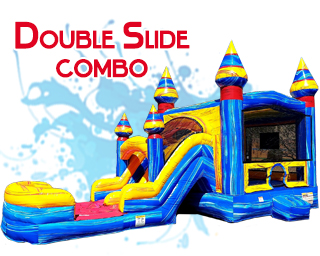 Double inflatable waterslide combo