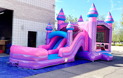 purple princess combo water slide and bounce house