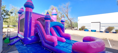 purple princess combo slide and bounce house