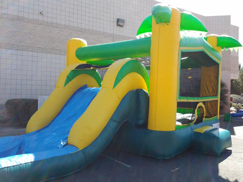 Tropical inflatable slide combo