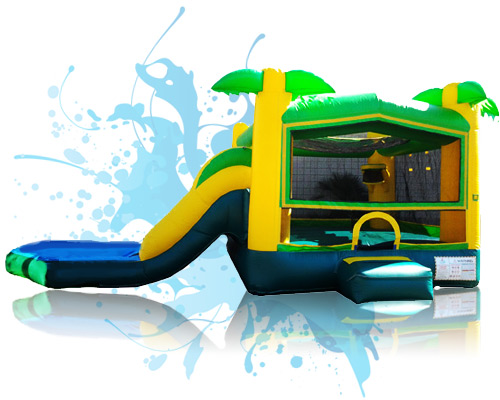 Tropical inflatable slide combo