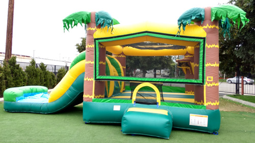 Tropical inflatable slide combo